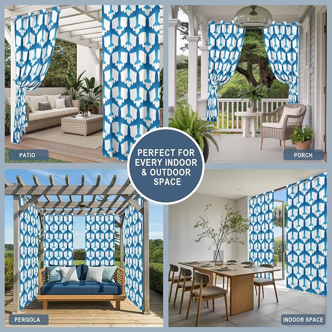 Blue Aircraft Waterproof Outdoor Curtains
