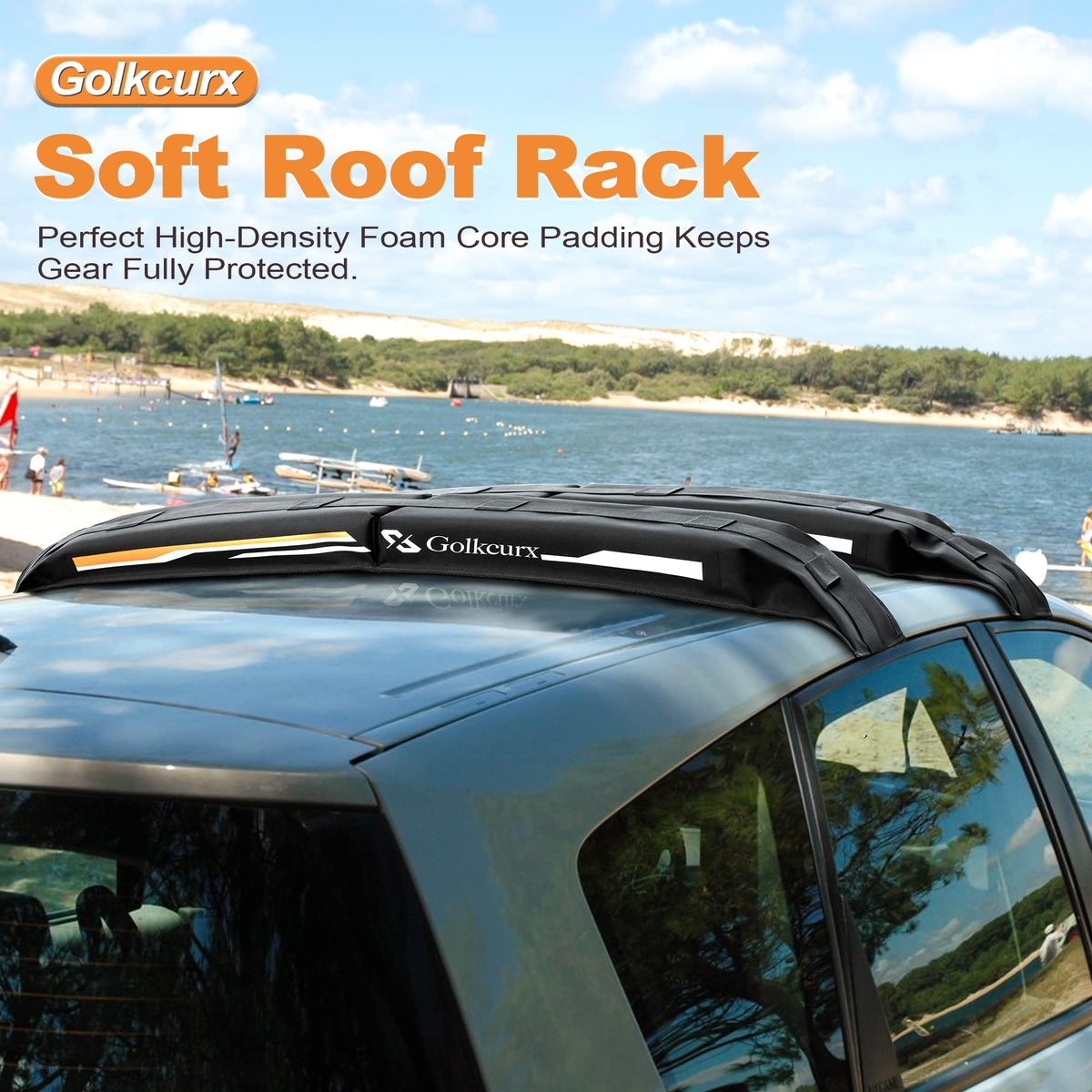 Golkcurx Universal Soft Roof Rack Pads for Kayak（Black）