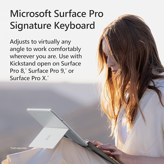 Microsoft Surface Pro Signature Keyboard, Backlit Keys and Large Trackpad, Durable and Smooth Alcantara Material, Sapphire Colour, 10.01 x 12.53 x 0.7 inches