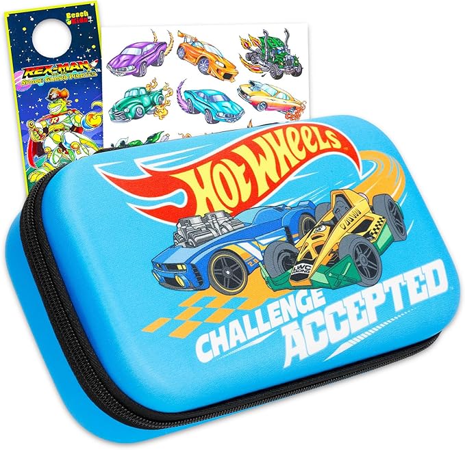 Hot Wheels Pencil Case for Kids, Boys - Bundle with Pencil Holder, Tattoos, More | Hot Wheels School Supplies Set