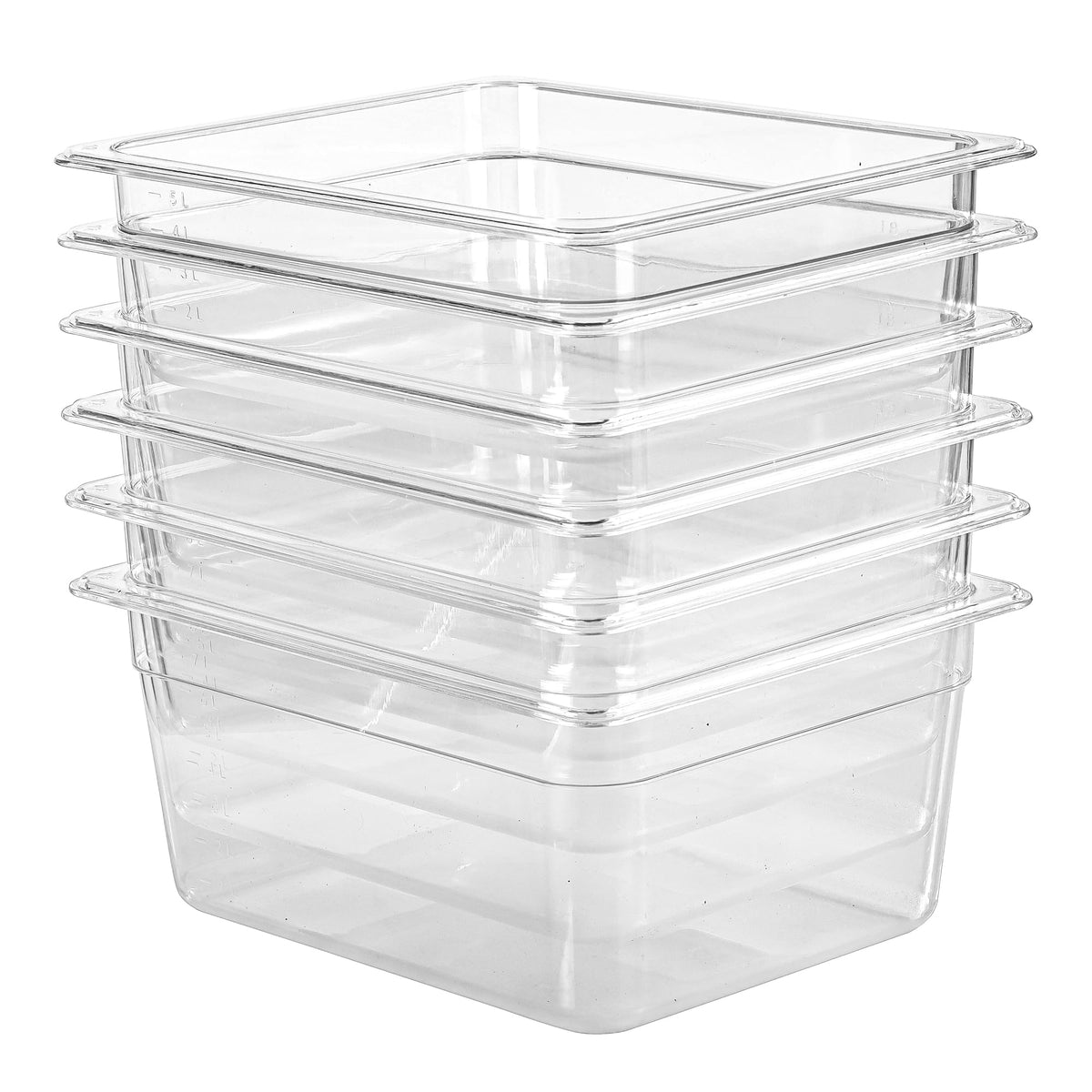 EGGKITPO 1/3 Size Food Containers 6 Pack 6 Inch Deep Pan Clear BPA free Polycarbonate Stackable Commercial Hotel Pan for Food Serving Freezer Safe