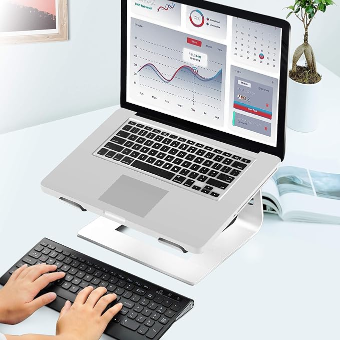Orionstar Laptop Stand Portable Aluminum Laptop Riser Compatible with Mac MacBook Air Pro 10 to 15.6 Inch Notebook Computer, Detachable Ergonomic Elevator Holder, Silver