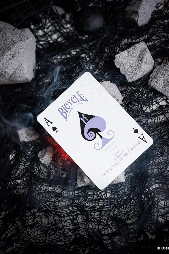 Disney Tim Burton's Nightmare Before Christmas Inspired Playing Cards Featuring Jack Skellington, 1 Deck for Halloween Gifts, Christmas Stocking Stuffers, or Vacation Travel Games