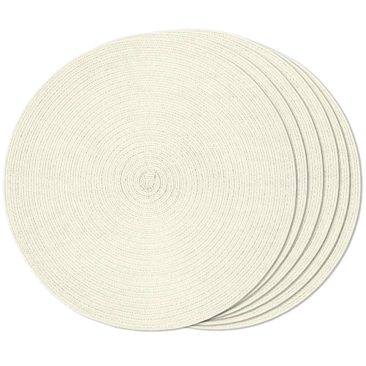 FunWheat Round Braided Placemats Set of 4 Place mats for Dining Tables Woven Heat Resistant Table Mats 15 inch (Wine,4pcs)