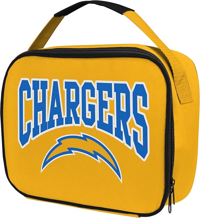 FOCO NFL Unisex-Adult Officially Licensed Wordmark Team Color Big Logo Football Zip Closure 7L Lunch Bag - Los Angeles Chargers