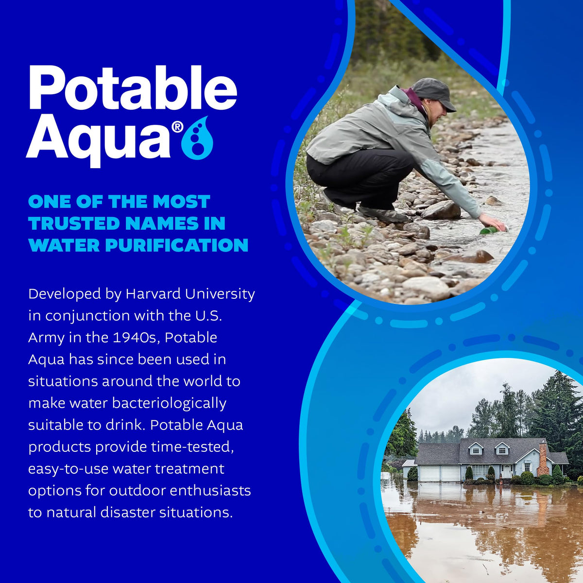 Potable Aqua Water Purification Treatment - Portable Drinking Water Treatment for Camping, Emergency Preparedness, Hurricanes, Storms, Survival, and Travel (50 Tablets), Black, single pack