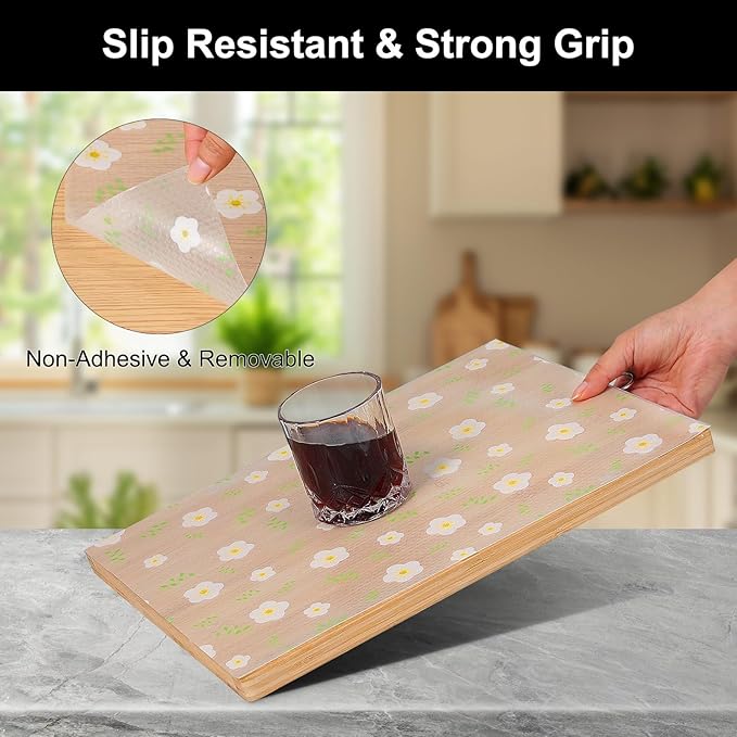 Cooyes Shelf Liner – Premium Non-Adhesive Cabinet & Drawer Liner for Kitchen – Waterproof Shelf Paper with Modern Pattern – Durable EVA Cabinet Mat – Easy to Cut （12" W x 120" L）