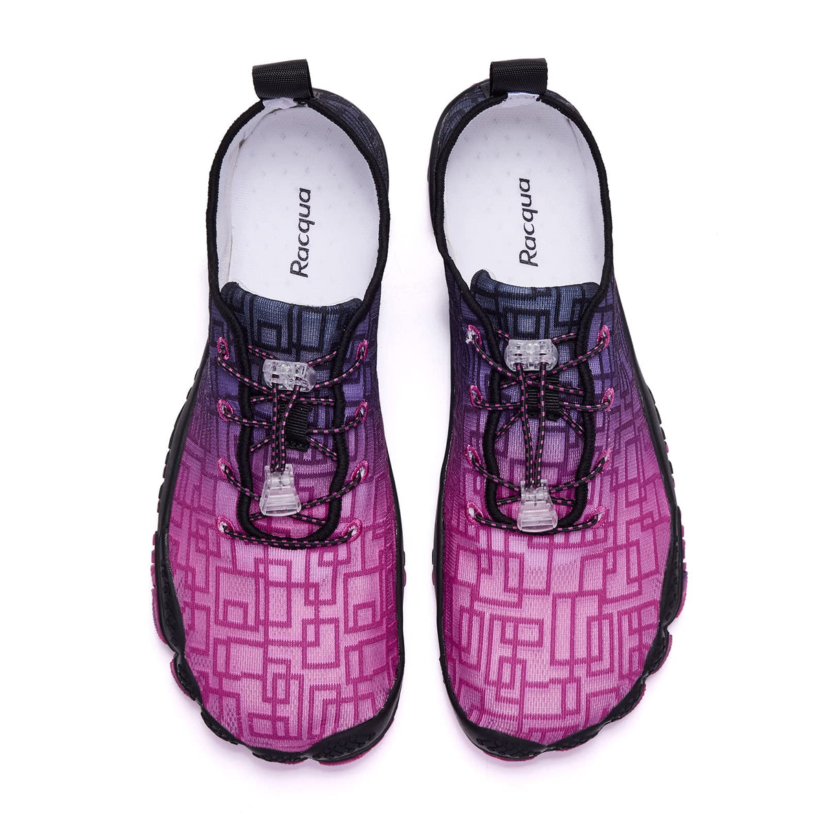 Racqua Swim Shoes Quick Dry Barefoot Water Aqua Sport Beach Surf Pool Hiking Diving Walking for Women Gradient Rose/Black 10.5