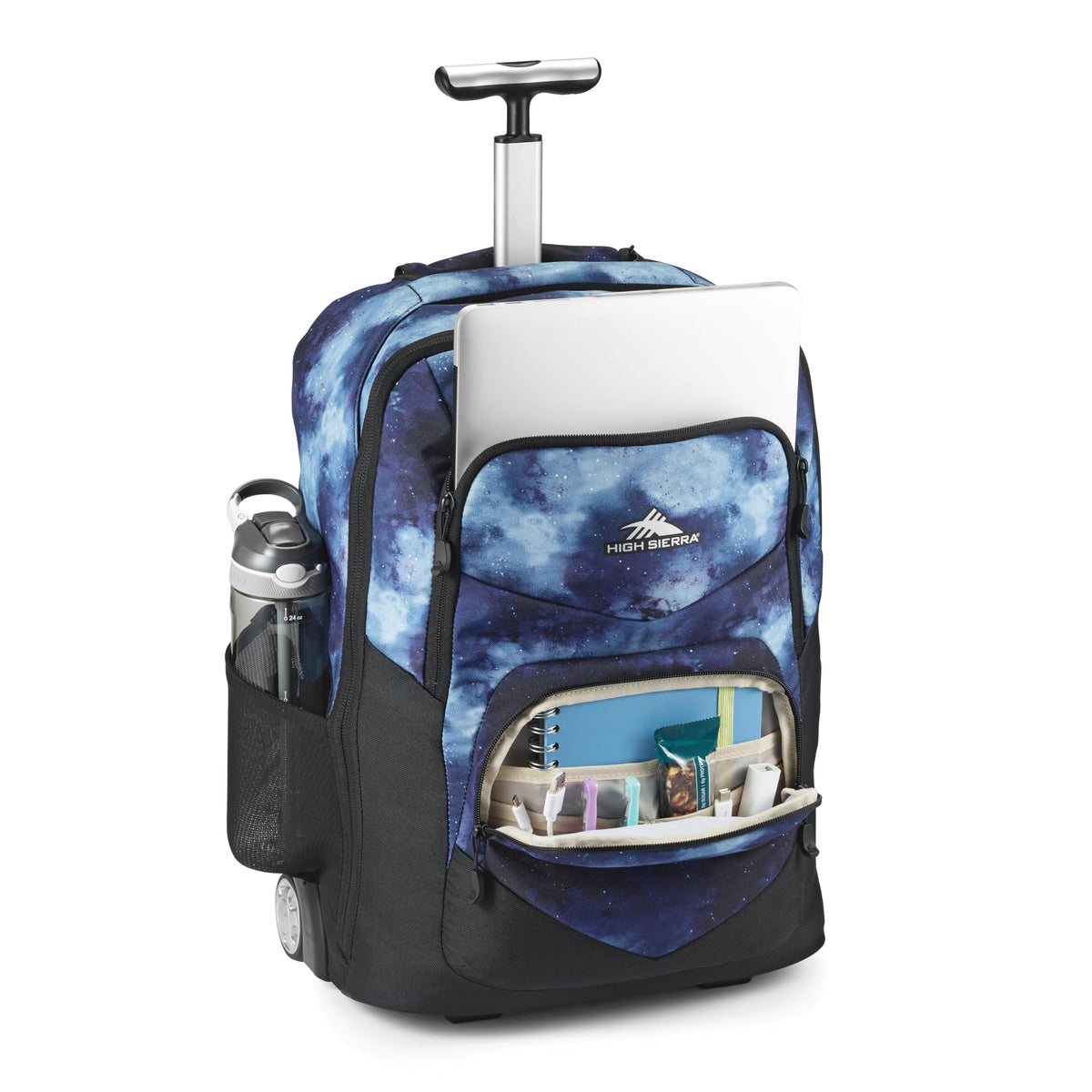 High Sierra Freewheel Pro Wheeled Backpack with 360 Degree Reflectivity, Adjustable Handle, Large Main Compartment, and Laptop Sleeve, Space/Black