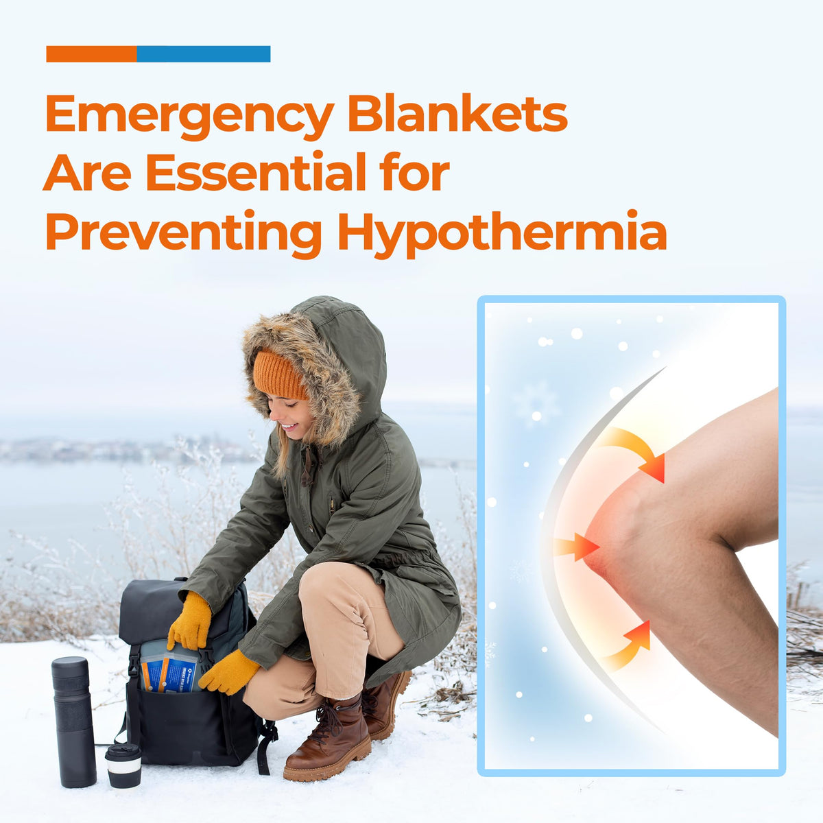 Emergency Blankets 4 Packs, 84" L x 52" W, Reusable Mylar Thermal Blankets for Survival Gear, Ideal for Camping, Hiking & First Aid, Retains 90% Body Heat in Cold, Snow & Winter Emergencies