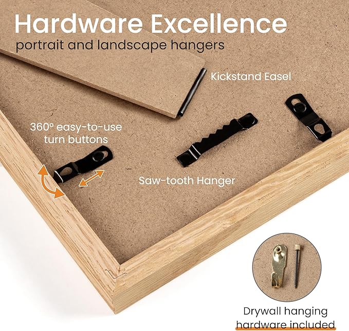 Axeman 4x6 Picture Frame | Solid Oak Wood Picture Frame | 4x6 Frame With Mat for 3.5x5 | 4 x 6 Photo Frame | 4x6 Wood Picture Frame | 4 By 6 Picture Frame | Hanging Hardware Included | Natural