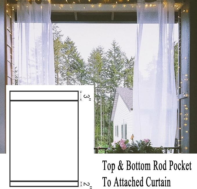 Patio Screen Mesh Outdoor Curtains Waterproof Sheer Lightweight Bug Netting