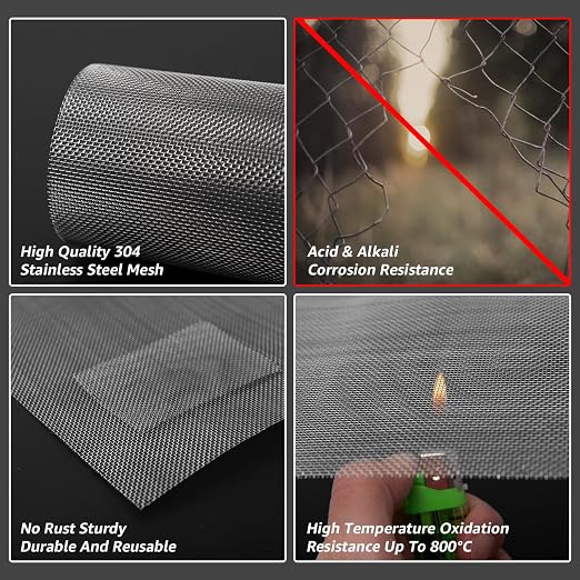 4 Pack 12x12 Inch Wire Mesh, 20 Mesh Stainless Steel Mesh, Never Rust Sturdy