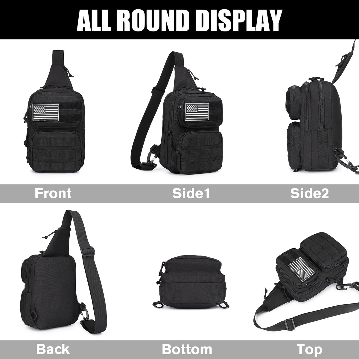 Wotony RFID Blocking Tactical Crossbody Bag for Men - Durable EDC Sling Shoulder Bag with Multi-Pocket Storage