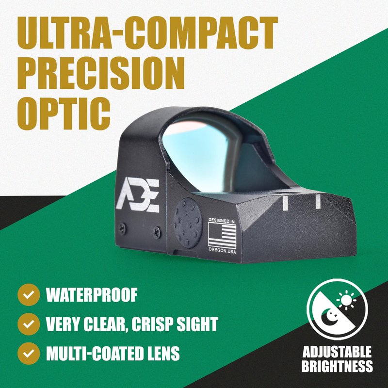 Ade Advanced Optics Crusader RD3-009 Red Dot Reflex Sight + Optic Mounting Plate for Taurus PT111 G2, Millennium G2, G2C, G3 with Original Rear Sight, PT140 G2, PT709, PT740, TX22 + Picatinny Plate