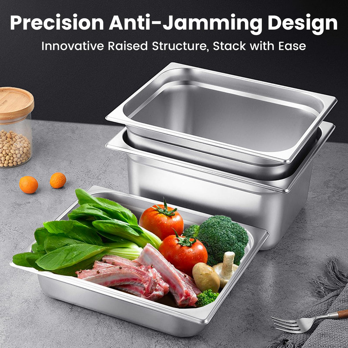 Aplancee 1/6 Hotel Pans 6 Inch Deep Stainless Steel Food Pan - Anti-Jam 6 Pack Steam Table Pan Set for Catering, Buffet Use, Kitchen Prep