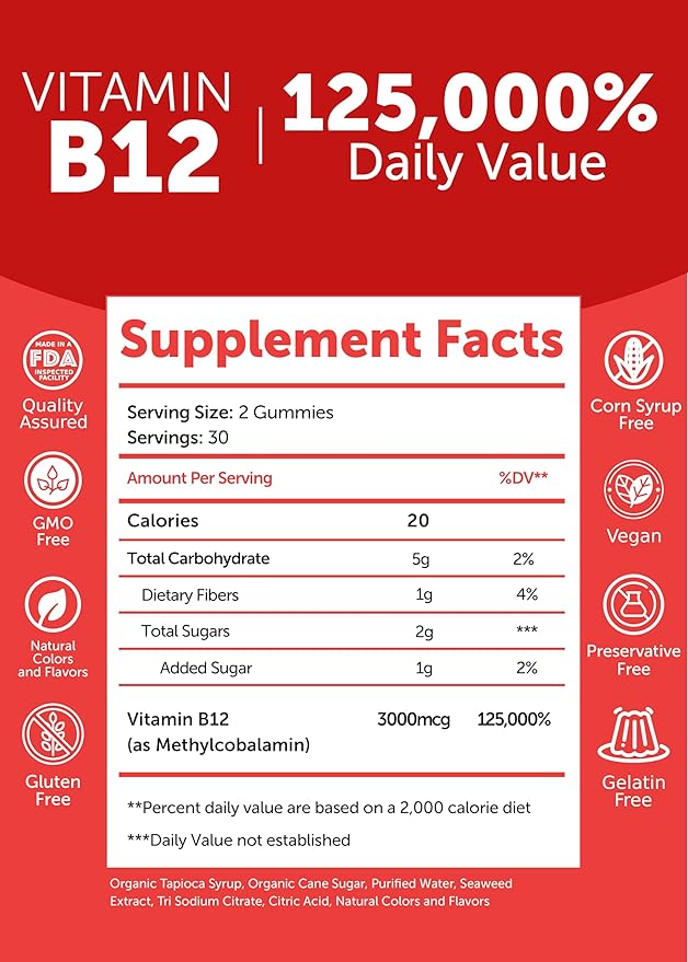 Lunakai Vitamin B12 and Women's Multivitamin Gummies Bundle - 3000mcg Methylcobalamin High Absorption Energy Gummy - 100% Daily Value of 16 Essential Vitamins and Minerals Supplement - 30 Days Supply