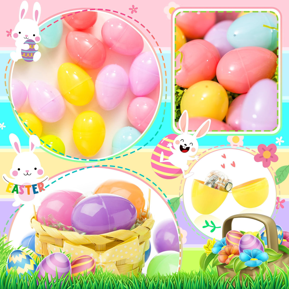 OCTERIC 180Pcs Easter Eggs, 2.3" Fillable Pastel Colors Plastic Easter Eggs Empty for Easter Hunt, Easter Basket Stuffers, Party Favor, Classroom Prize Supplies