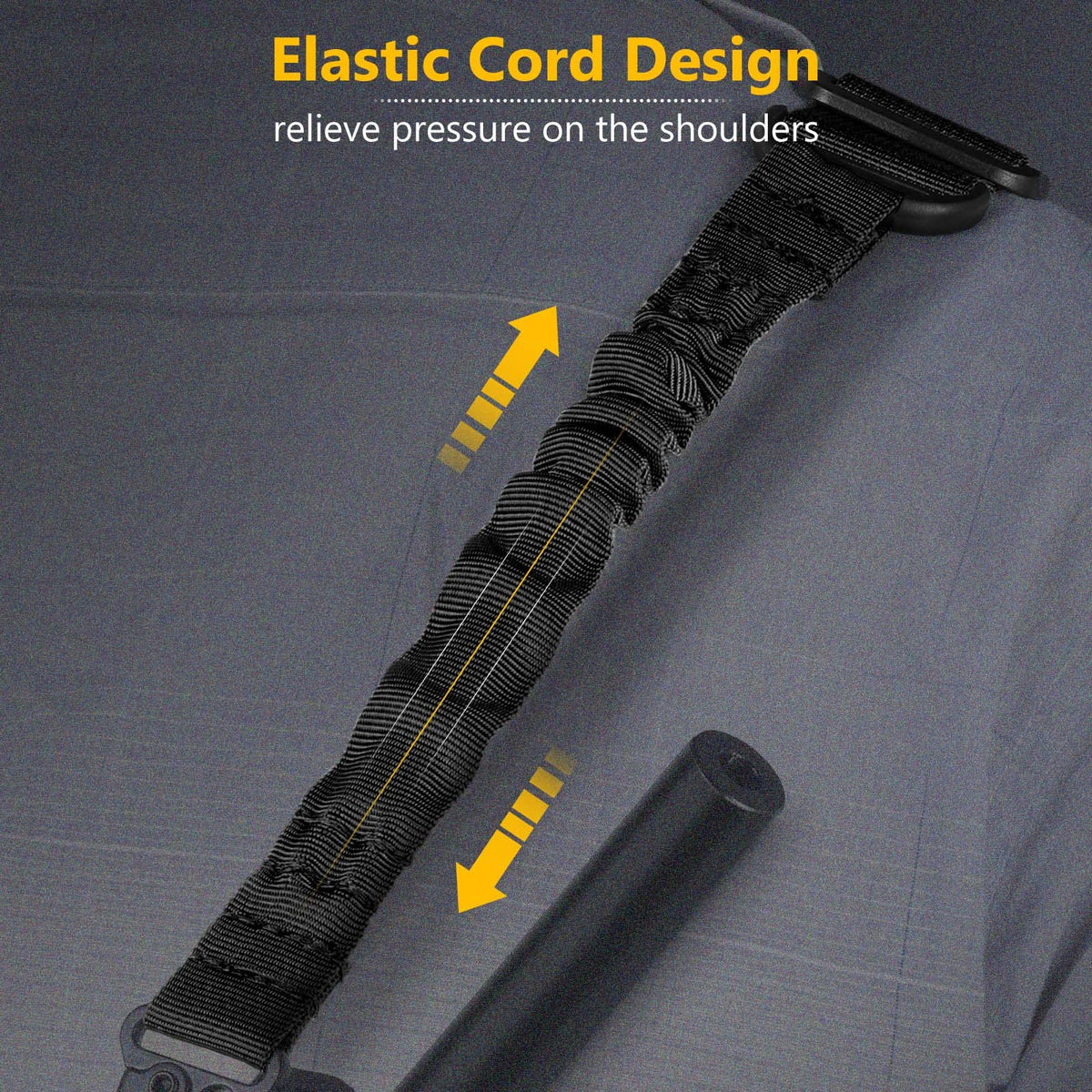 CVLIFE Rifle Sling with 2 Pack Anti-Rotation Sling Swivels,Adjustable Length Two Point Sling Elastic Cord Design for Outdoor Black