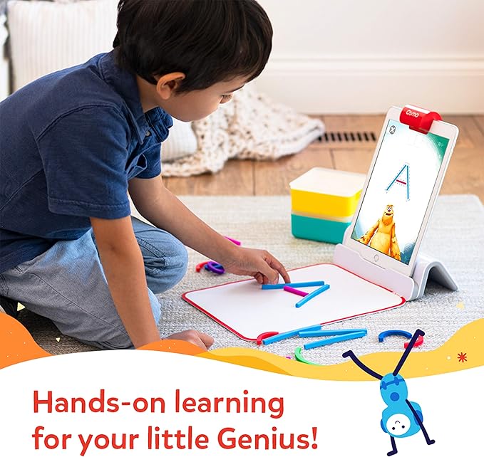 Osmo - Little Genius Starter Kit for iPad - 4 Hands-On Learning Games - Ages 3-5 - Problem Solving, Phonics & Creativity (Osmo iPad Base Included), Multicolor