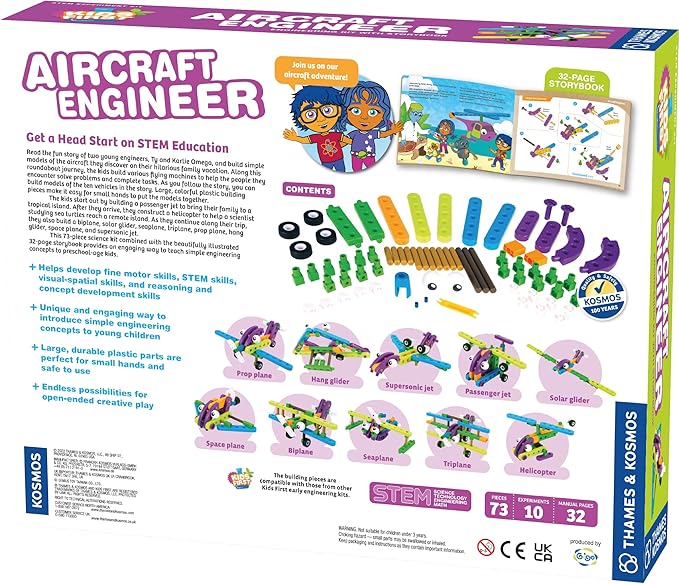 Thames & Kosmos Kids First Aircraft Engineer | STEM | 32 Page Full-Color Illustrated Storybook | Ages 3+ | Preschoolers & Kindergartners | Develop Fine Motor Skills | Parents' Choice Gold Award