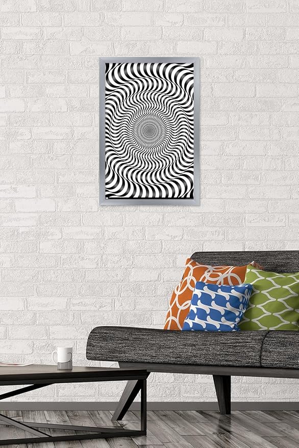 Trends International Zebra Stripe Optical Illusion Wall Poster, 14.725" x 22.375", Silver Framed Version
