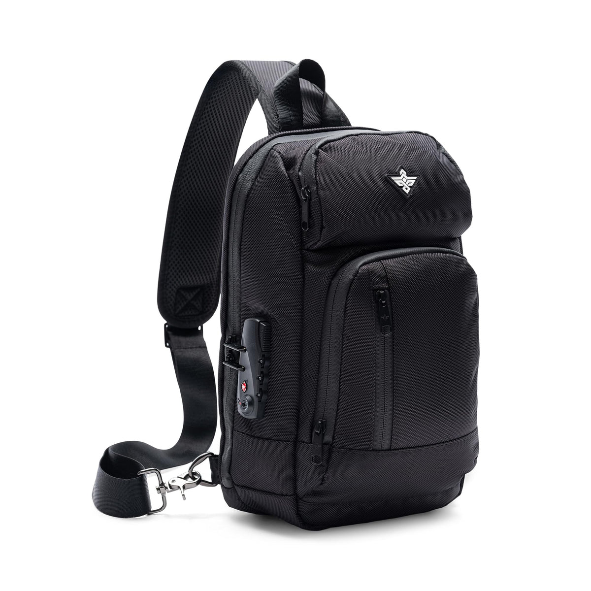 Erozul Equinox Sling Backpack Anti Theft Combination Lock Chest Shoulder Bag Waterproof Crossbody Casual Daypack (Black)