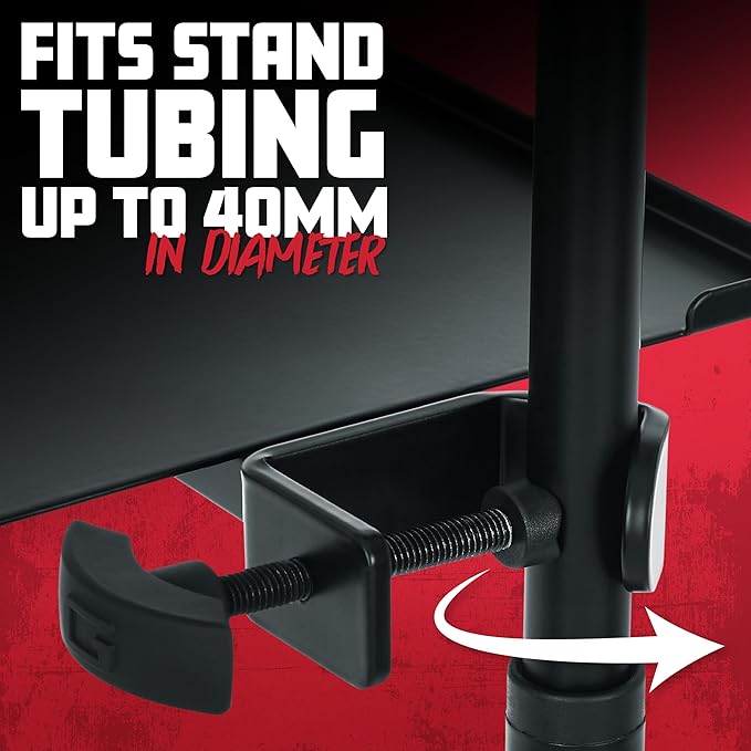 Gator Frameworks Microphone Stand Clamp-On Utility Shelf with 10 Pound Weight Capacity, 9" x 9" Shelf (GFW-SHELF0909)