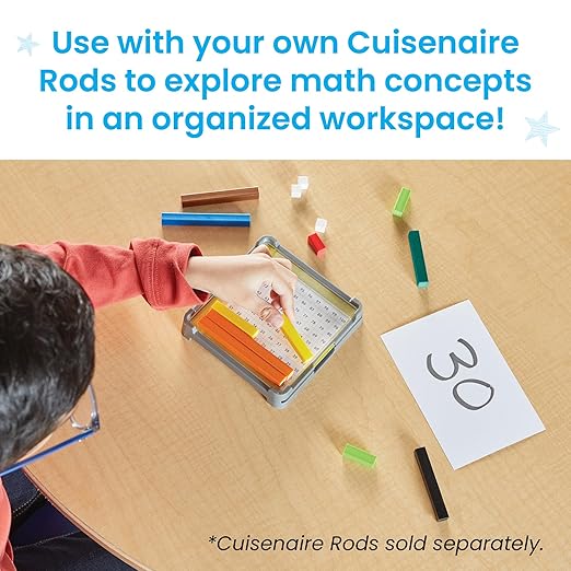 hand2mind Cuisenaire Rod Workspace Trays, Trays and Activity Mats Only, Teaching Fraction Bars, Math Manipulatives, Teacher Must Haves Elementary, Kindergarten Homeschool Supplies (Set of 6)