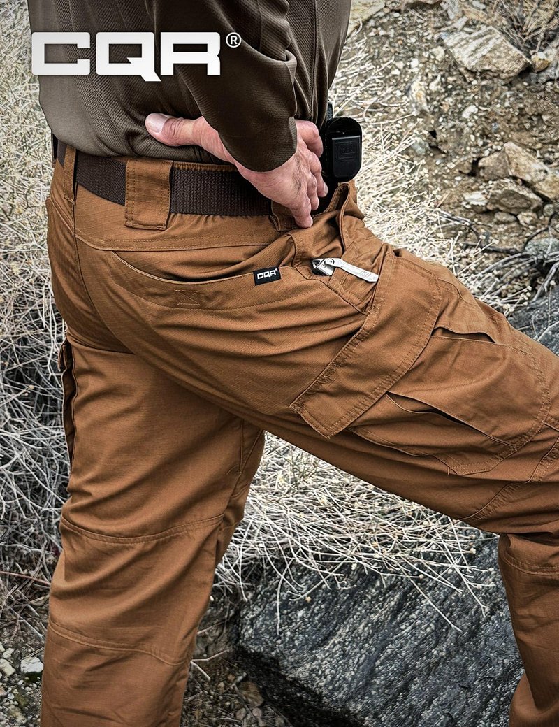 CQR Men's Tactical Pants, Water Resistant Ripstop Cargo Pants, Lightweight EDC Work Hiking Pants, Outdoor Apparel, Raider Mag Pocket Copper Brown, 38W x 32L