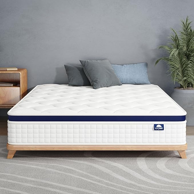 Crystli Full Mattress, 12 Inch Full Size Mattress Bed in A Box, Medium Firm Hybrid with Zero Pressure Foam, Innerspring for Pressure Relief, CertiPUR-US Certified