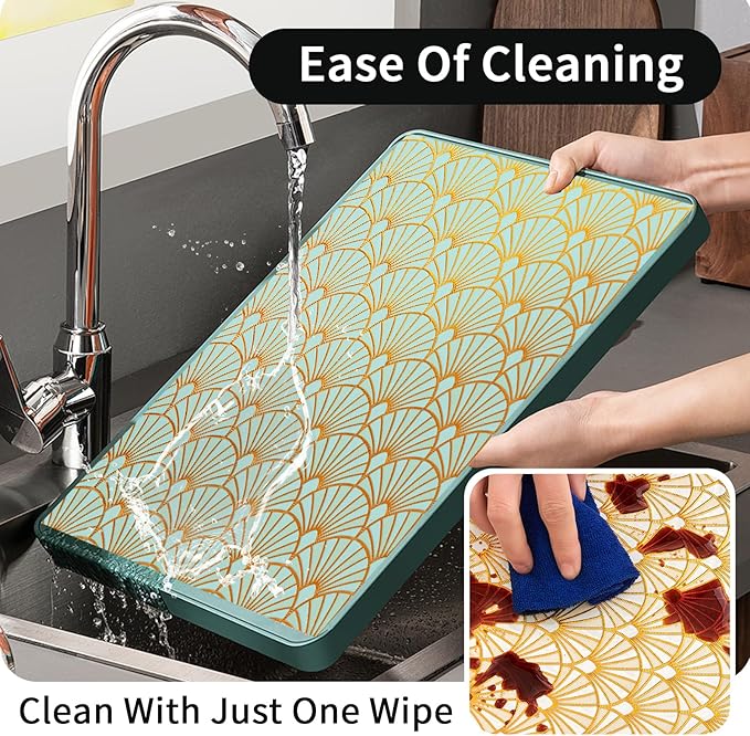 Drawer and Shelf Liner for Kitchen Cabinet: 17 in X 20 Ft Waterproof Shelf Paper Non Adhesive Refrigerator Liners Golden Ginkgo Leaf Easy Liners for Bathroom with Knife Tape Measure