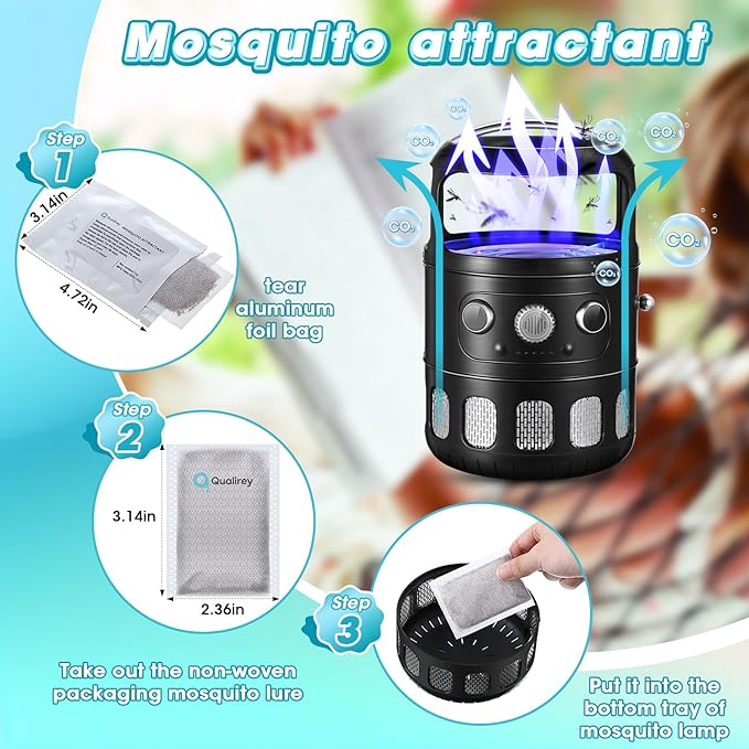 Qualirey 2 Pack Mosquito Attractant in Bulk, Lure for Bug Zapper Bait Refill Compatible with All Mosquito Trap Enhances Catch Rates for Indoor Outdoor Traps, Safe and Long Lasting