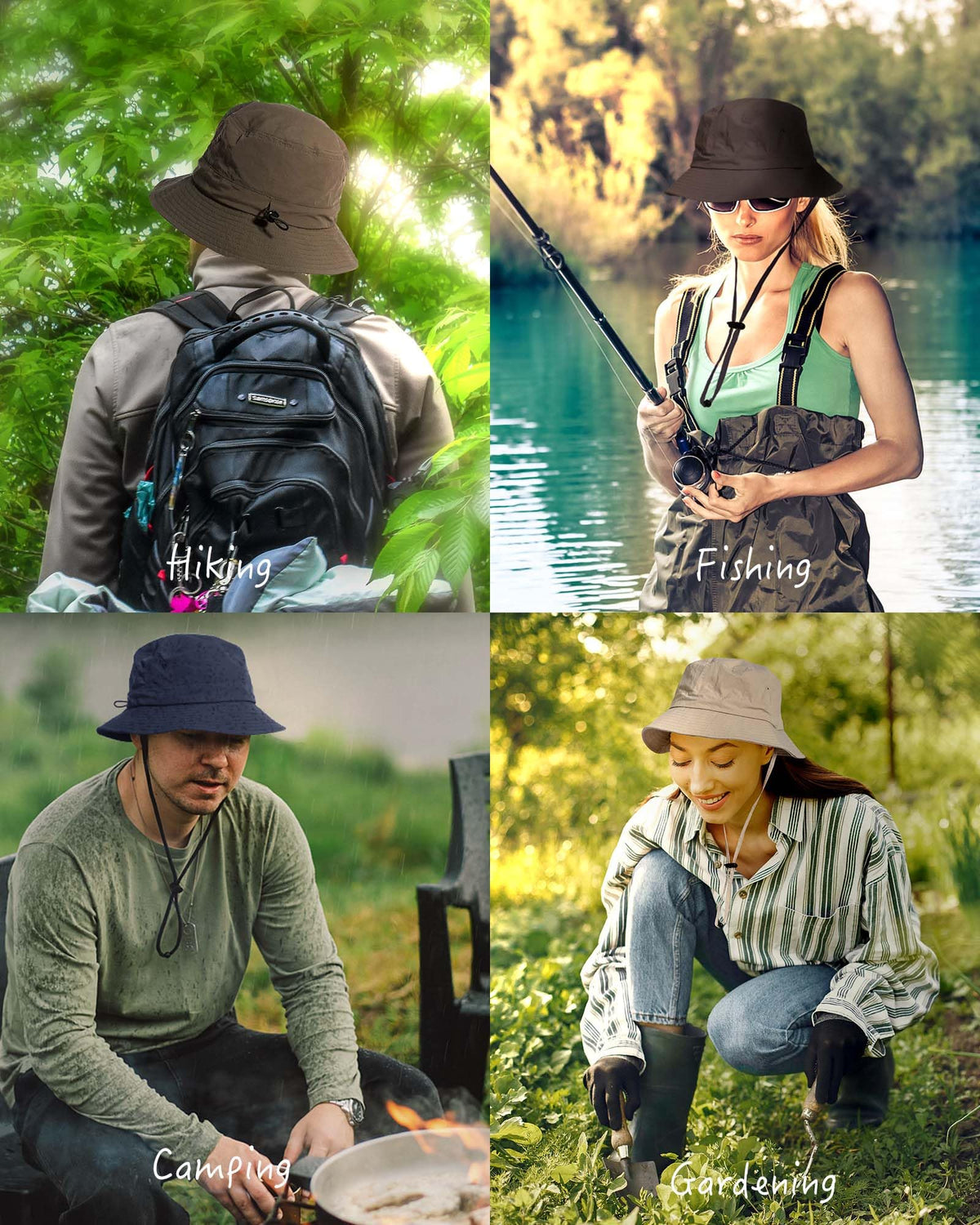 TILUYAMO Waterproof Bucket Hat Rain Hat for Women Men UV Protection Packable Sun Hat Fishing Hiking (Black)