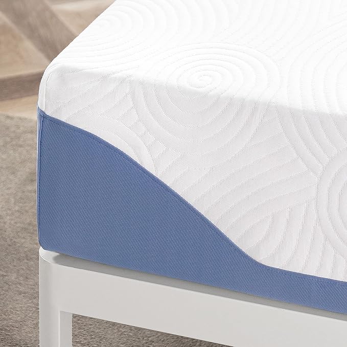 Mellow 10 Inch Cooling Gel-Infused Memory Foam Bed Mattress, Medium Firm Sleep and Breathable Fabric Cover, Twin , Mattress In A Box