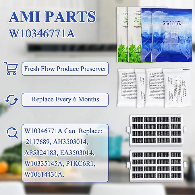 AMI PARTS W10311524 AIR1 Fresh Flow Air Filter & W10346771A Produce Preserver