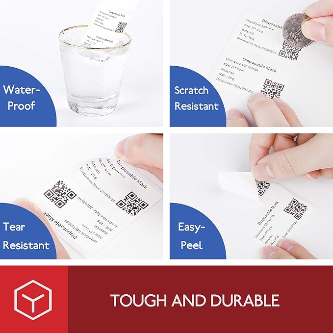 Phomemo [3x100 pcs]Original Labels for M110/M100/M220/M221, 3 Rolls 1.97''x3.15''(50x80mm),Square, White, 100 Label/Roll, Also Support Shipping Printer for Clothing, Ingredient, Logo, Barcode, Address