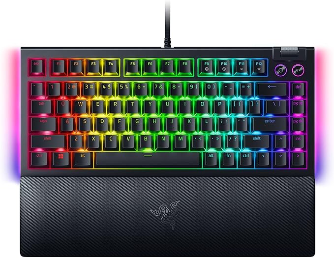Razer BlackWidow V4 75% Mechanical Gaming Keyboard: Hot-Swappable Design - Compact & Durable - Orange Tactile Switches - Chroma RGB - MF Roller & Media Keys - Comfortable Wrist Rest - Black