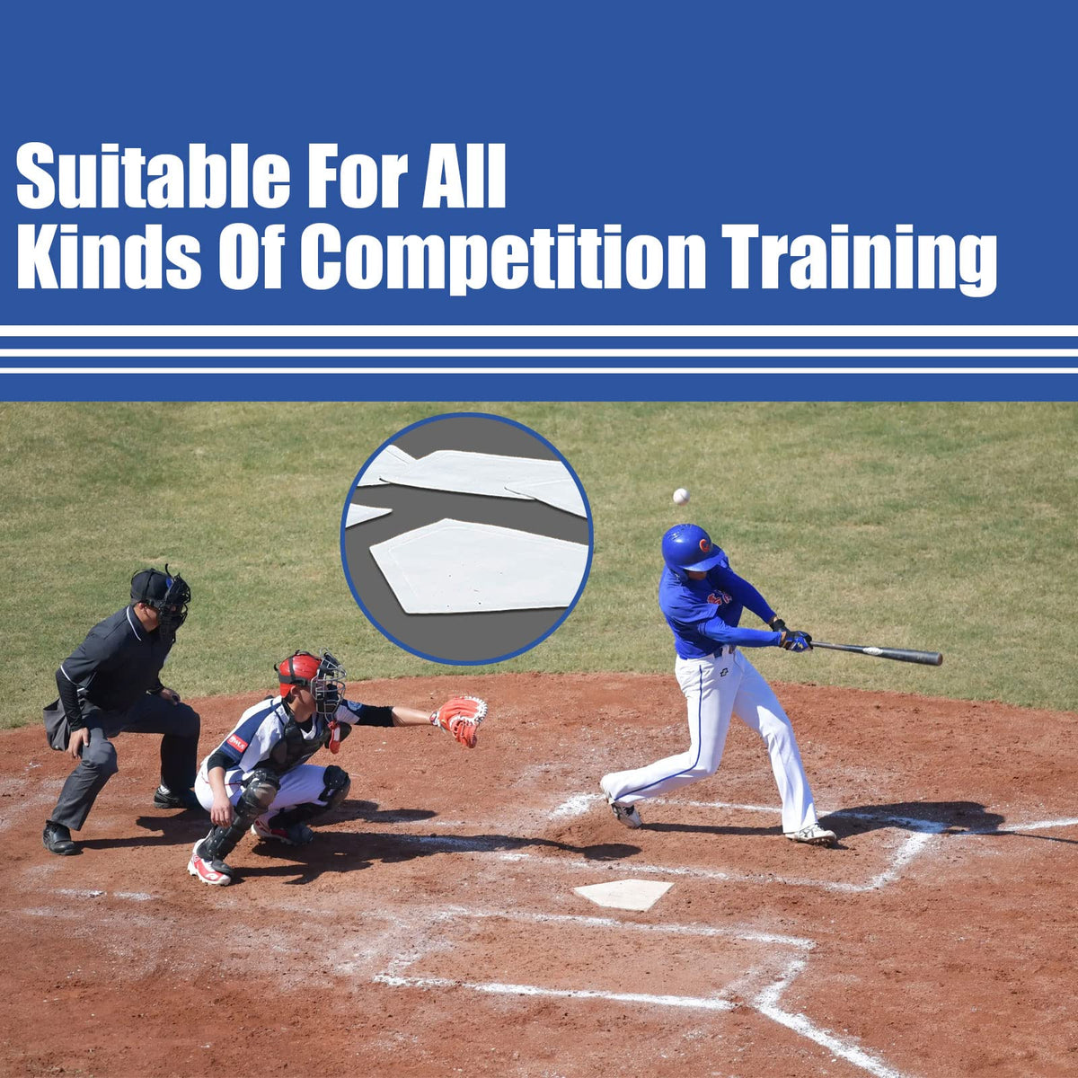 GKK Standard BasesGKK Baseball & Softball Base Set 5 Piece Rubber Field Bases for Youth& Adults Throw Down Bases Teeball, Backyard, Playground Practice (White)