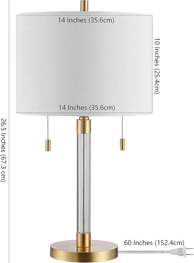 SAFAVIEH Lighting Collection Bixby Modern Contemporary Brass Metal Pull-Chain 27-inch Bedroom Living Room Home Office Desk Nightstand Table Lamp (LED Bulb Included)