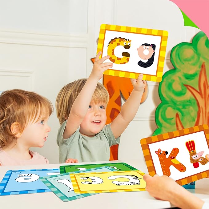 Alphabet Picture Mnemonic Cards, 26 Uppercase & Lowercase Letter Learning Cards for Kids Letter Cognition, ABC Montessori Early Learning Tool for Toddlers, Classroom & Home Activity