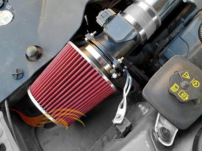 RED 6" 152 mm Inlet Short Truck Air Cone Replacement Performance Washable