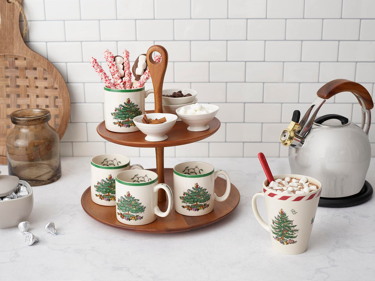 Spode Christmas Tree Mugs, 9 Oz, Set of 4 - Festive Holiday Drinkware