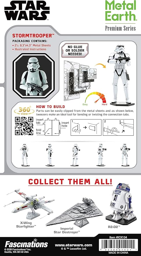 Metal Earth Fascinations Premium Series Star Wars Stormtrooper 3D Metal Model Kit Bundle with Tweezers