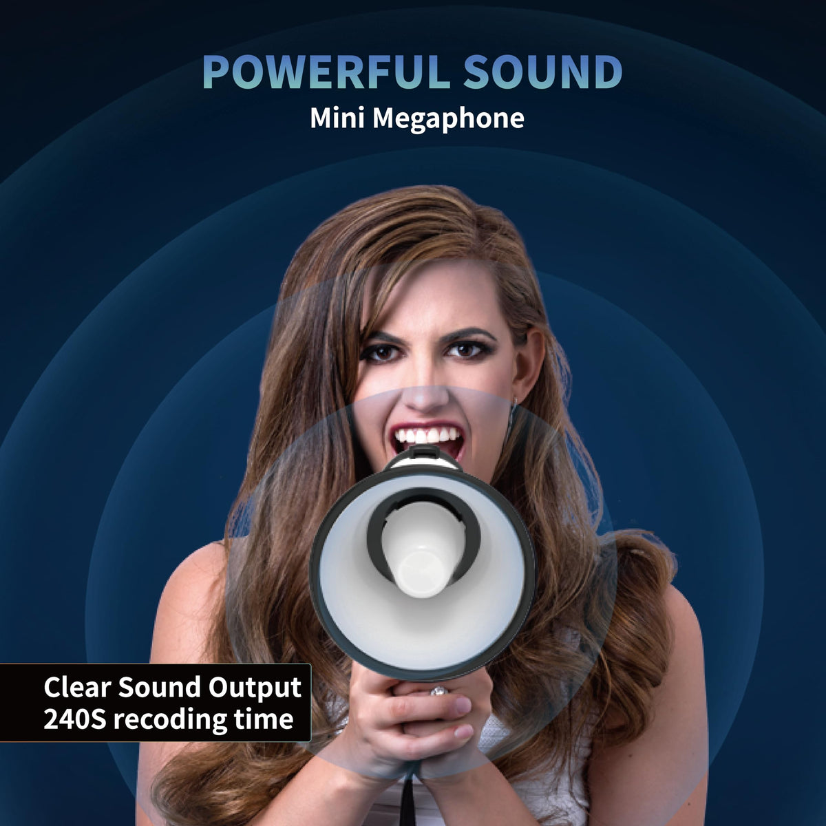 Flydot Megaphone with Speaker Microphone Siren and 240-Second Recording Bulhorn Includes Volume Control for Outdoor Events and Crowd Management White
