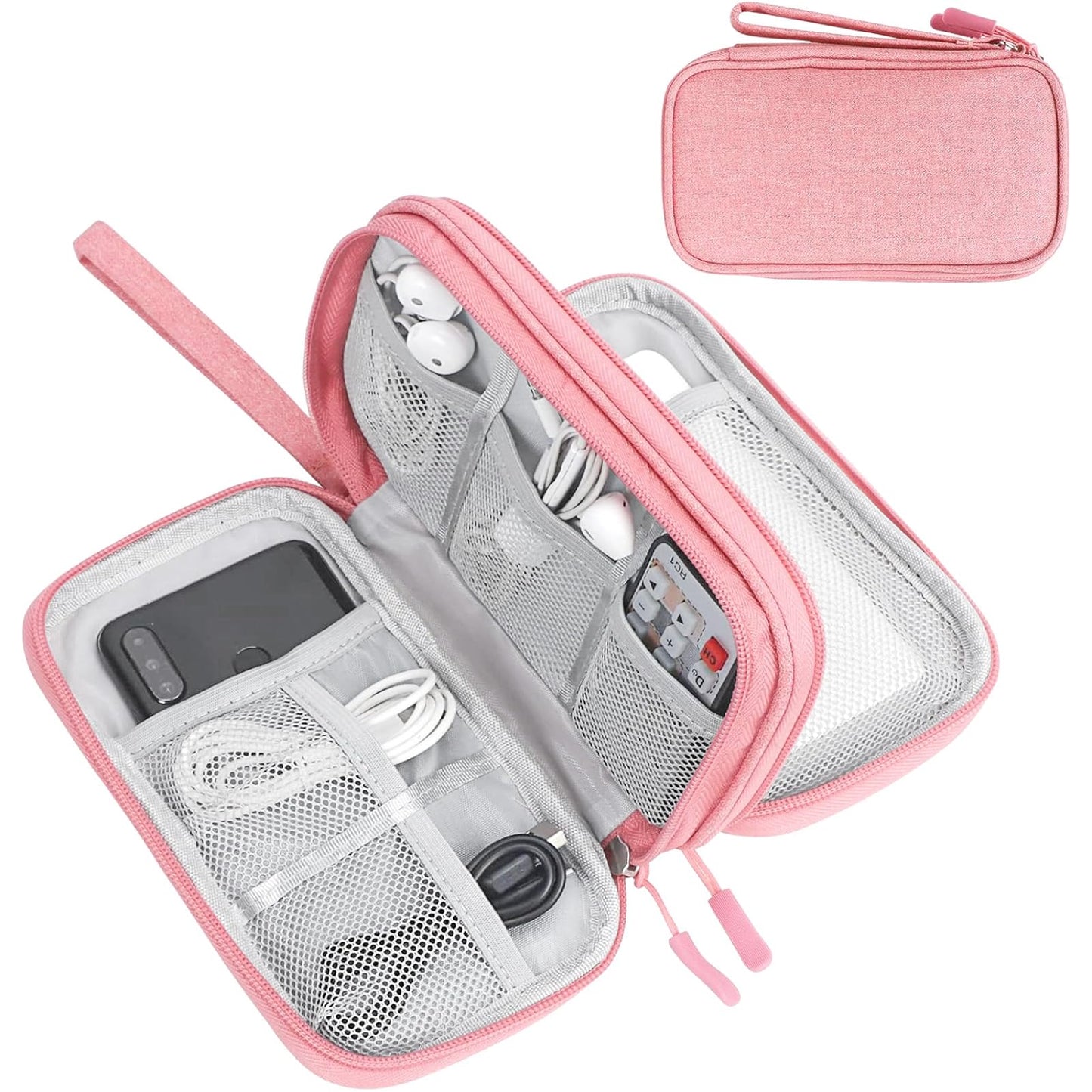 FYY Travel Cable Organizer Pouch Electronic Accessories Carry Case Portable Waterproof Double Layers All-in-One Storage Bag for Cord, Charger, Phone, Earphone Black