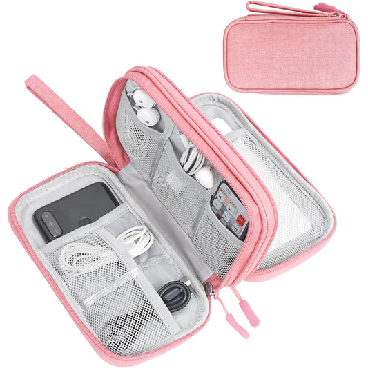 FYY Travel Cable Organizer Pouch Electronic Accessories Carry Case Portable Waterproof Double Layers All-in-One Storage Bag for Cord, Charger, Phone, Earphone Black