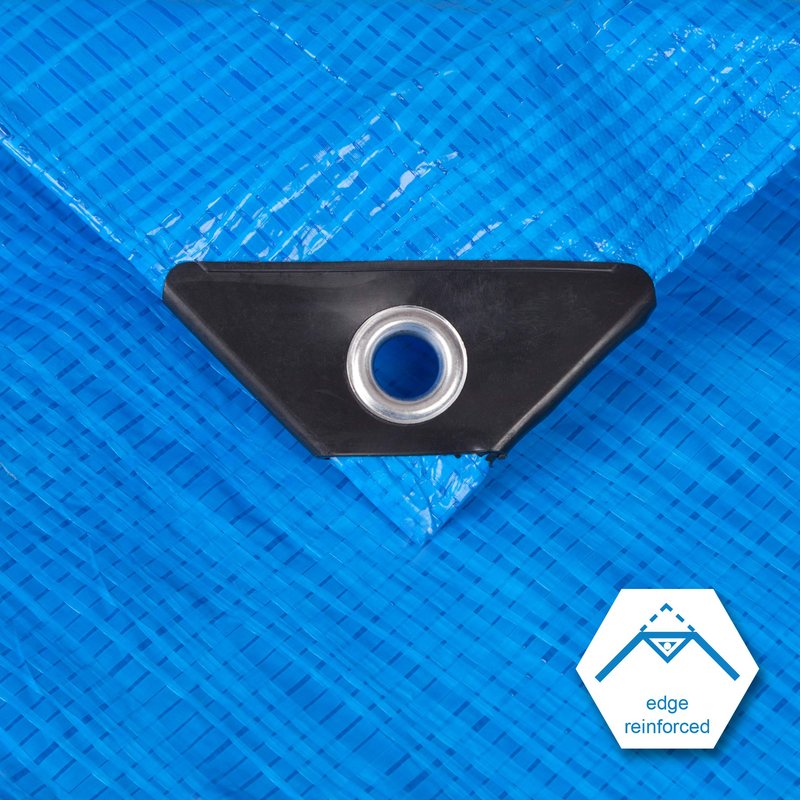 CARTMAN Finished Size 10x10 Feet Blue Poly Tarp 5 Mil Thick, Multipurpose Protective Cover for Camping, Tent, Boat, RV, Car