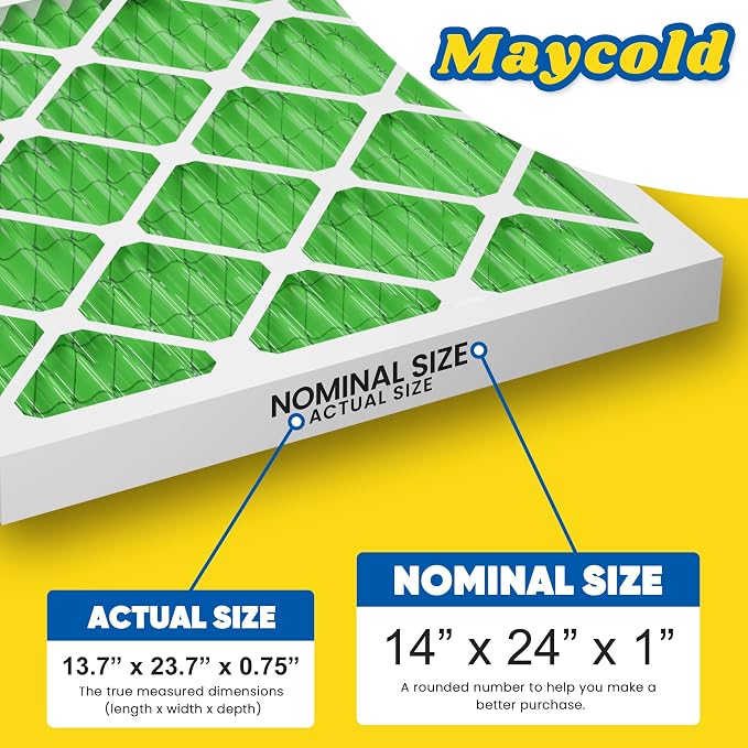 Maycold MERV 13 14x24x1 Air Filter, High-Efficiency Pleated AC & Furnace Filters