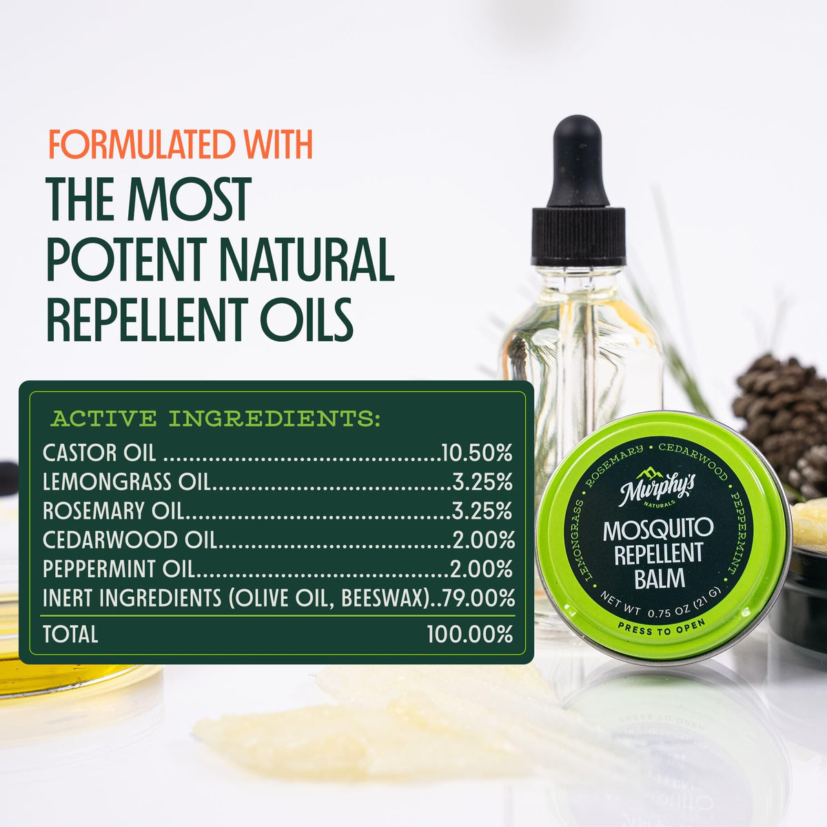 Murphy's Naturals Mosquito Repellent Balm, Plant-Based, 2 oz (Pack of 1)